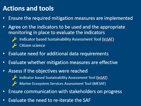 Actions and tools for the SAF monitoring